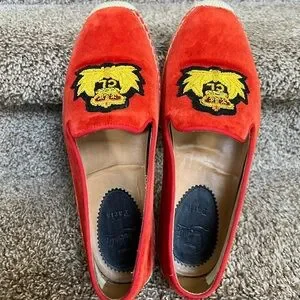 Christian Louboutin Unisex Red Velvet Loafers with Embroidered Crest Christian Louboutin | Shoes | Christian Louboutin Unisex Red  main image 2